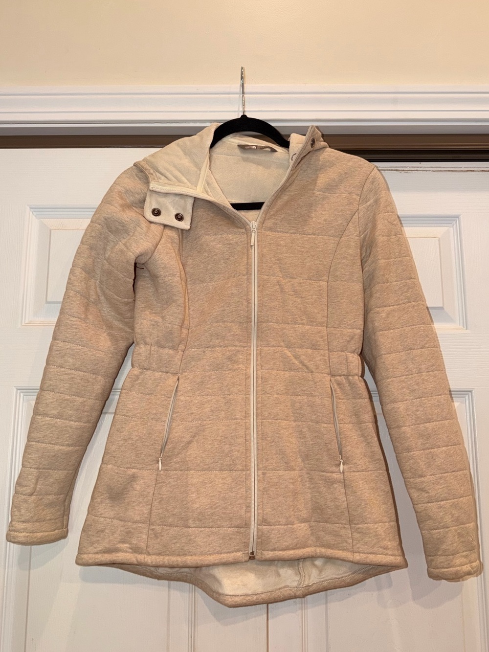 Women's The Northface Cream Quilted Fleece Hooded Parka